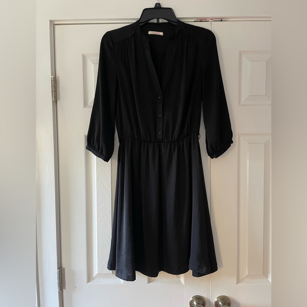 Camaieu French Clothing Company Black Silky Dress Est. Size‎ Small